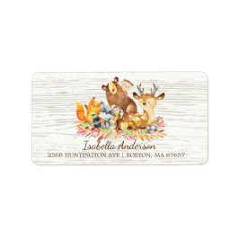 Etikett für neutrale Babydusche von Waldtieren Adressaufkleber