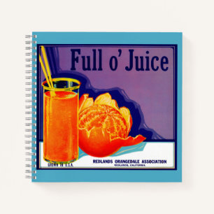 Etikett für Orangensaft der 30er Jahre Notizbuch