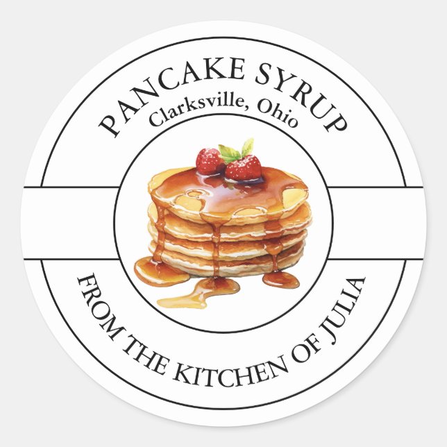 Etikett für Pancake Sirup Runder Aufkleber (Vorderseite)