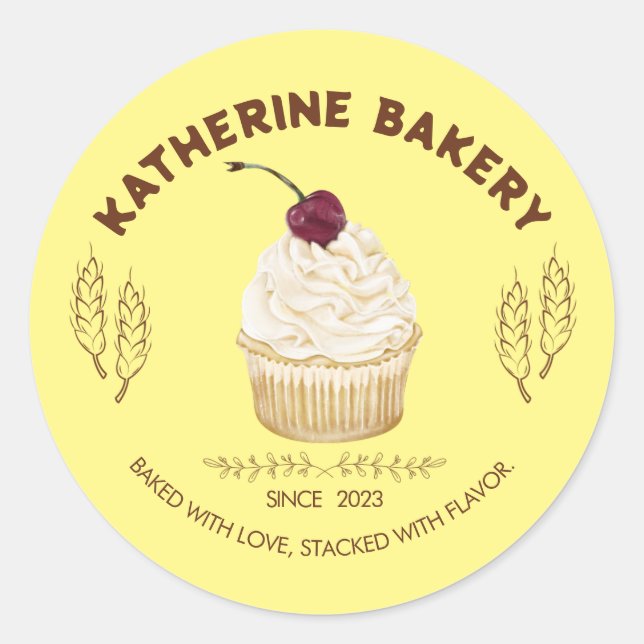 Etikett für personalisierte Backwaren (Cupcake) Runder Aufkleber (Vorderseite)