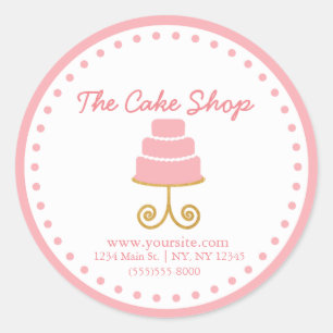 Etikett für Pink Gold Cake Bakery Geschäft Runder Aufkleber