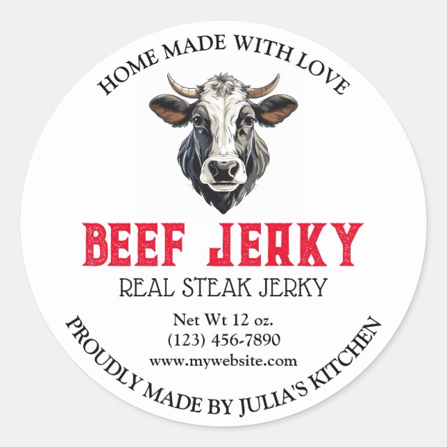 Etikett für Rindfleisch Jerky Runder Aufkleber (Vorderseite)