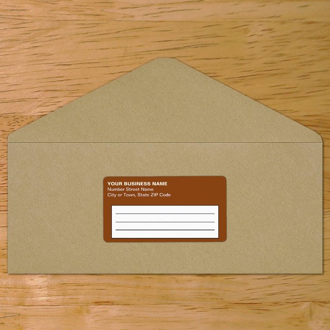 Etikett für schlichten Text - braune Unternehmensb (Plain text brown business shipping label on envelope)