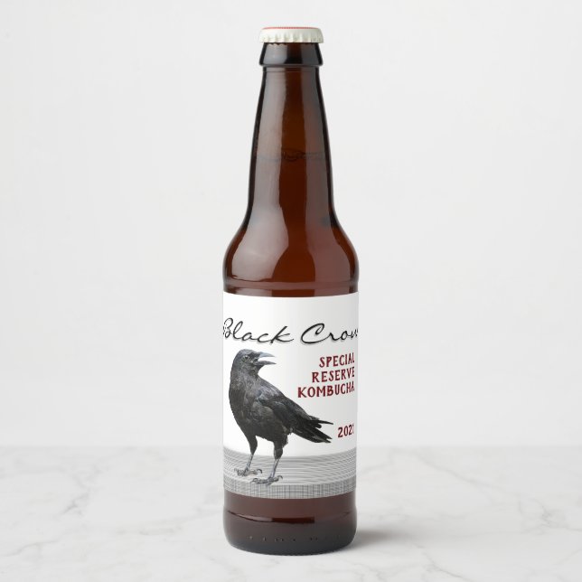 Etikett für schwarze Crow-Getränke, bearbeitet (Vorderseite)