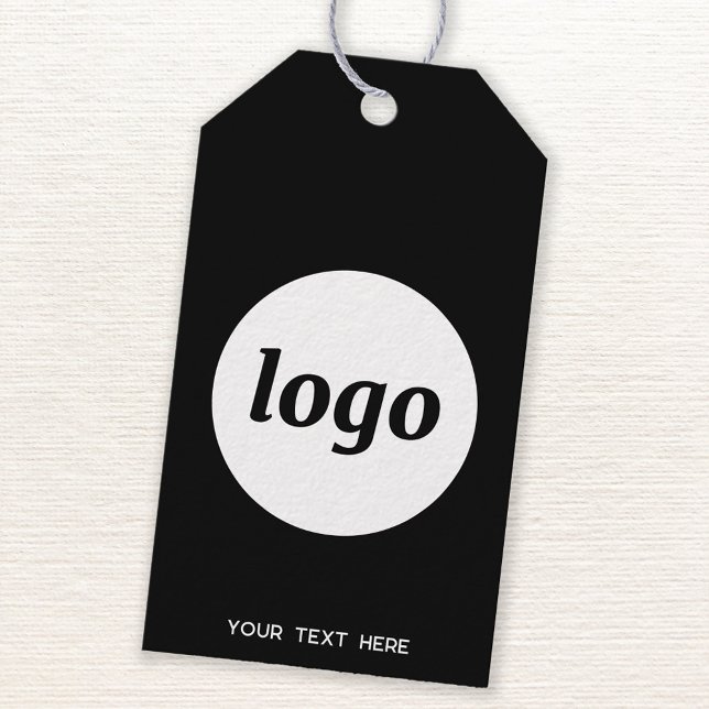 Etikett für Schwarze Logostempel für Unternehmensp Geschenkanhänger (Logo with custom text business promotional product or price tag)