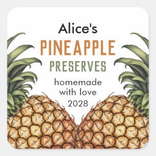 Etikett für selbstgemachte Ananas-Konfitüre Quadratischer Aufkleber