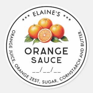 Etikett für selbstgemachte Orangensauce zum Einkoc Runder Aufkleber