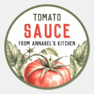 Etikett für selbstgemachte Tomatensauce in Dosen i Runder Aufkleber