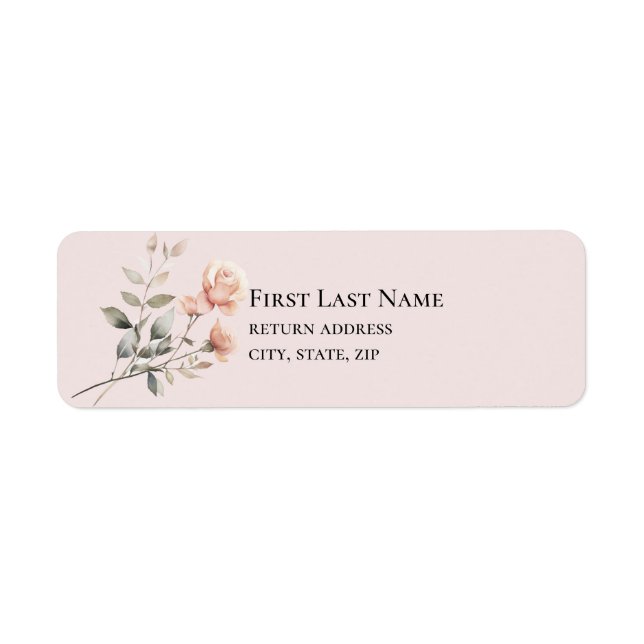 Etikett für Soft Peach-Hochzeitrücksendeadresse (Vorne)