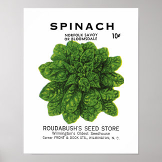 Etikett für Spinatsamenpackung Poster