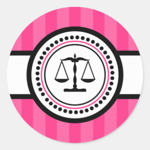 Etikett für Streifen der Gerechtigkeit (Hot Pink) Runder Aufkleber