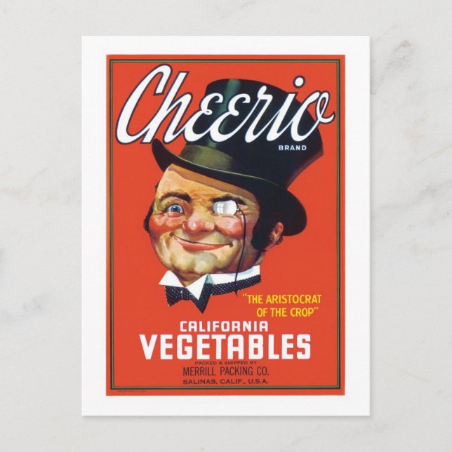 Etikett für Vintage Gemüse Postkarte (Vorderseite)