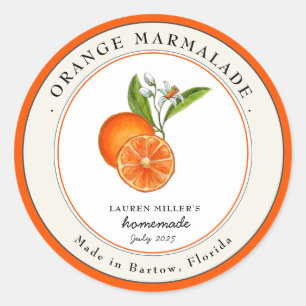 Etikett für Vintage-Orangenmarmeladenglas zum Eink Runder Aufkleber