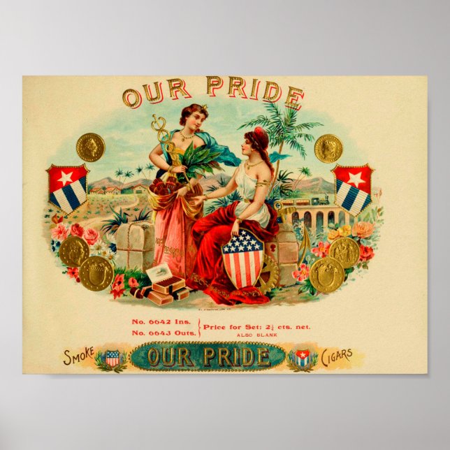 Etikett für Vintage Zigarrenboxen Poster (Vorne)