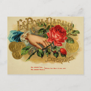 Etikett für Vintage Zigarrenboxen Postkarte