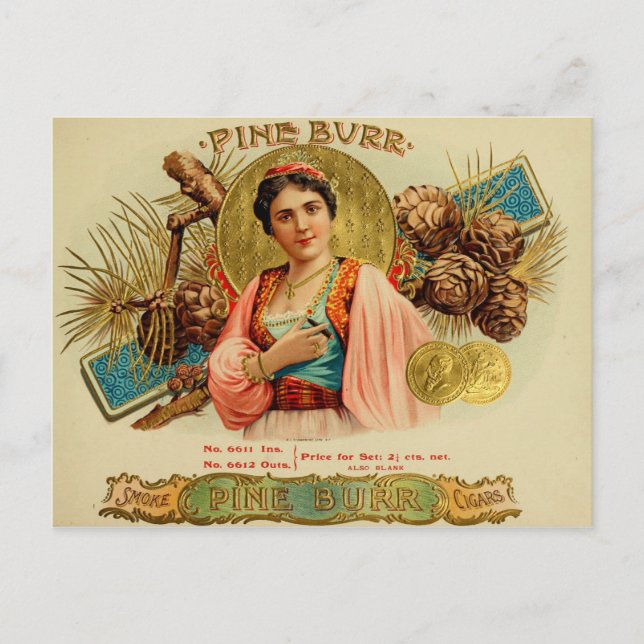 Etikett für Vintage Zigarrenboxen Postkarte (Vorderseite)