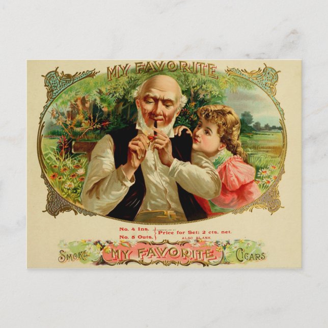 Etikett für Vintage Zigarrenboxen Postkarte (Vorderseite)