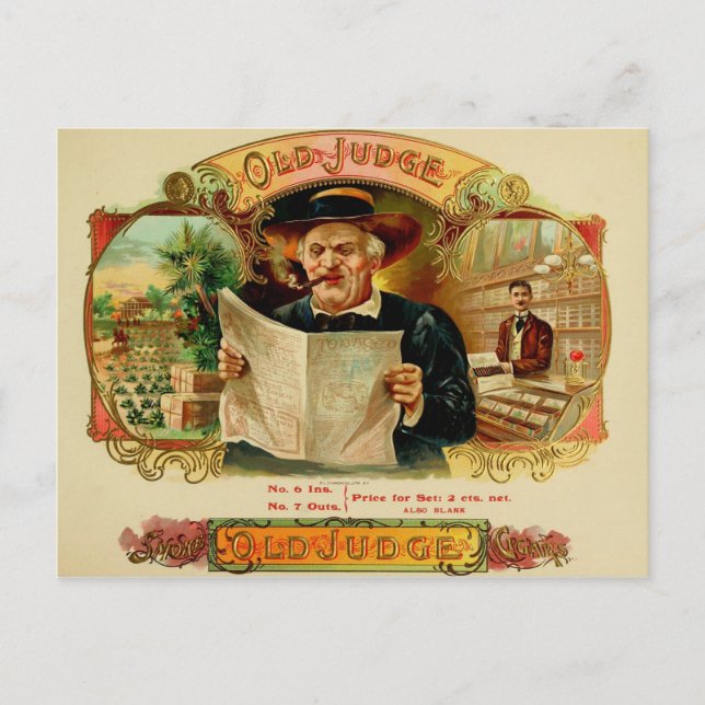 Etikett für Vintage Zigarrenboxen Postkarte (Vorderseite)