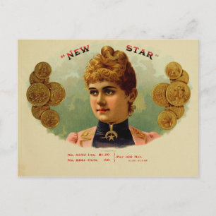 Etikett für Vintage Zigarrenboxen Postkarte