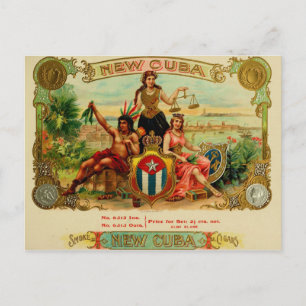 Etikett für Vintage Zigarrenboxen Postkarte