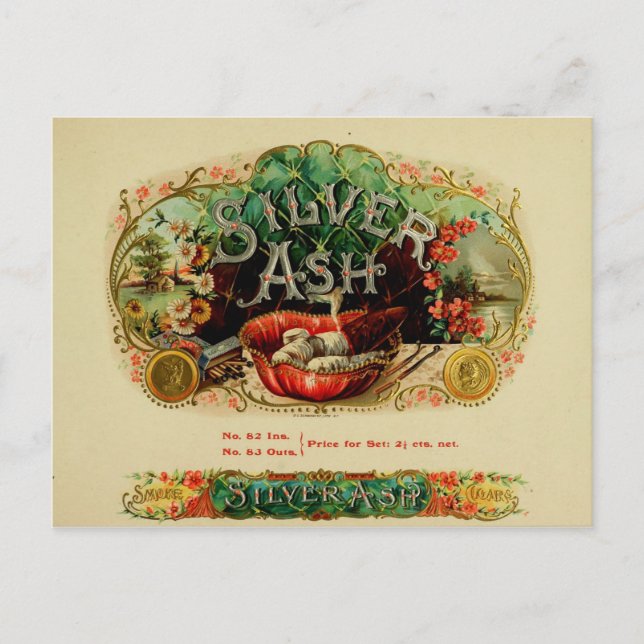 Etikett für Vintage Zigarrenboxen Postkarte (Vorderseite)