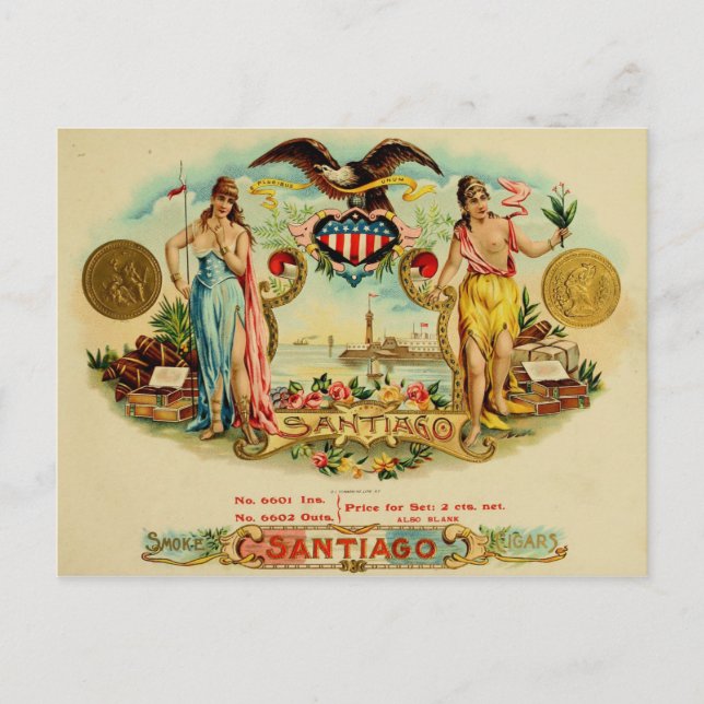 Etikett für Vintage Zigarrenboxen Postkarte (Vorderseite)
