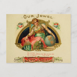 Etikett für Vintage Zigarrenboxen Postkarte