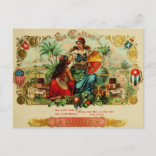 Etikett für Vintage Zigarrenboxen Postkarte (Vorderseite)