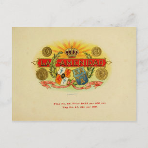 Etikett für Vintage Zigarrenboxen Postkarte