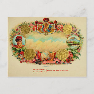 Etikett für Vintage Zigarrenboxen Postkarte