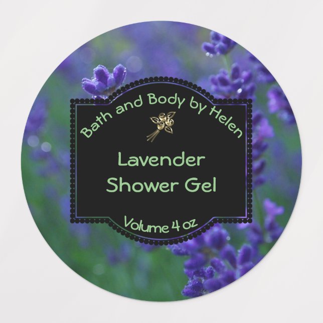Etikett für wasserdichte Lavendelbade und Kosmetik (Design 1)