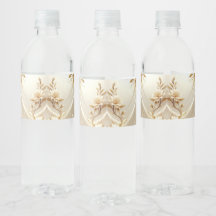 Etikett für Wasserflasche mit weißen und goldenen