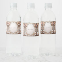 Etikett für Wasserflasche mit zarten rosa und weiß