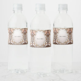 Etikett für Wasserflasche mit zarten rosa und weiß