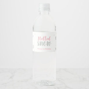 Etikett für Wasserflasche zur rosa Winter-Geburtst