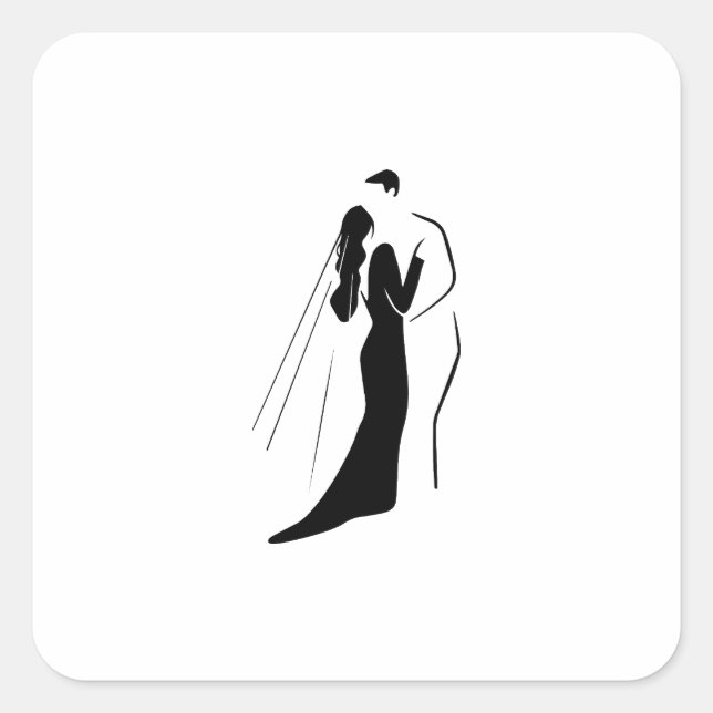 Etikett - Hochzeit Quadratischer Aufkleber (Vorderseite)
