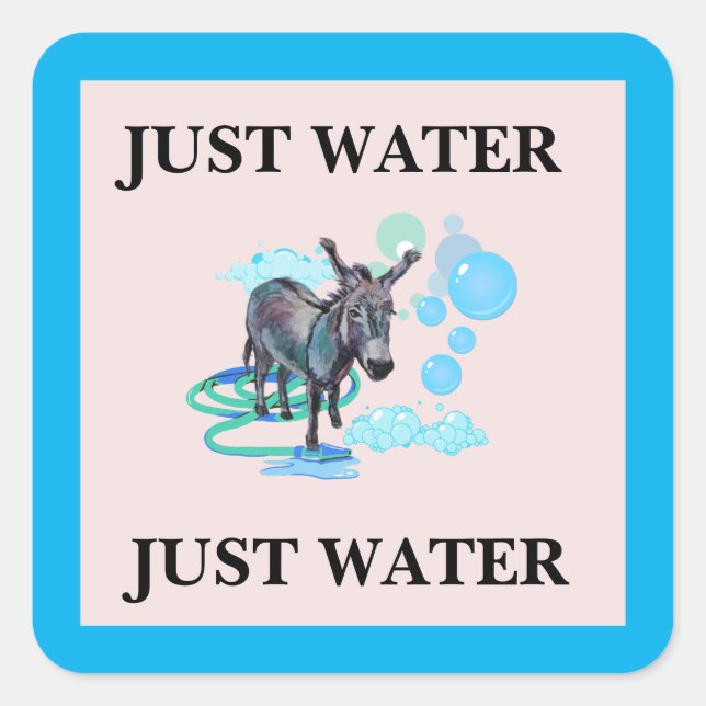 ETIKETT "JUST WASSER" QUADRATISCHER AUFKLEBER (Vorderseite)