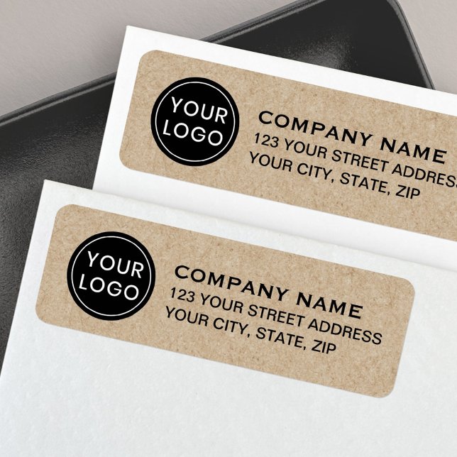 Etikett mit benutzerdefiniertem Logo "Kraft-Papier (Custom logo Kraft paper look return address label)