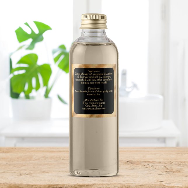 Etikett mit wasserdichten Zutaten - schwarzes gold (Von Creator hochgeladen)