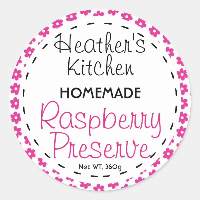 Etikett - Runder Himbeersaft oder Jakobsjar Runder Aufkleber (Vorderseite)