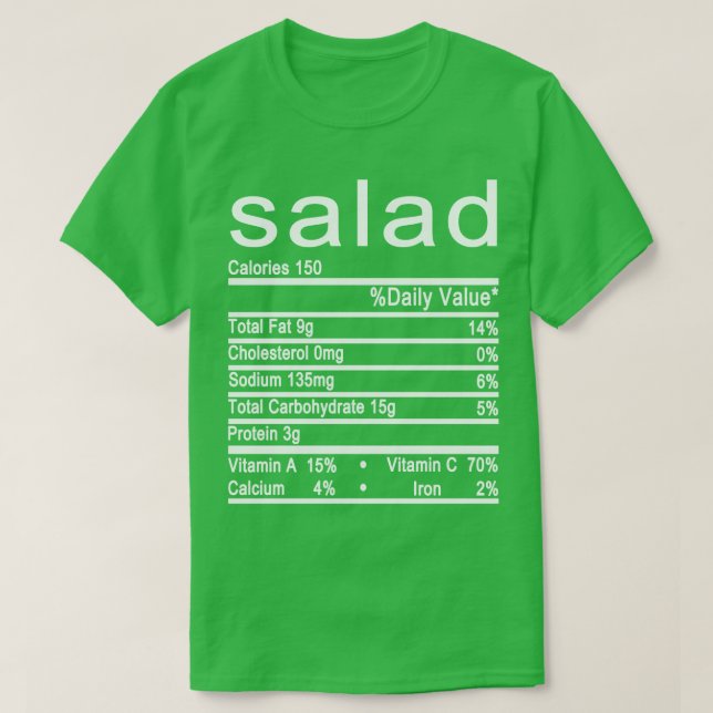 Etikett "Salat Nutrition Facts" T-Shirt (Design vorne)