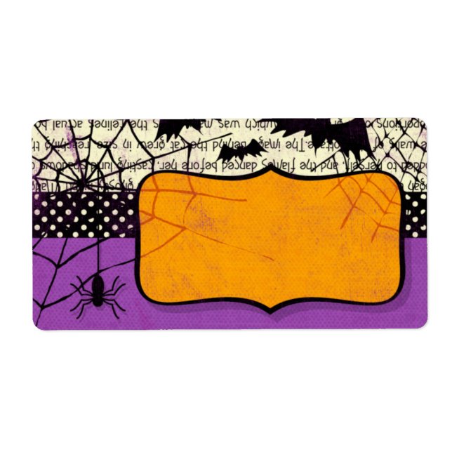 Etikett "Spookoky Bats Halloween Name Label" (Vorne)