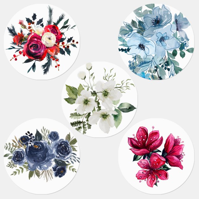 Etiketten - Blume in leuchtenden Aquarellen (Gruppe)