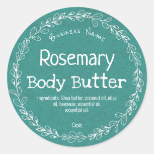 Etiketten für aquamarine Rosmarin-Badewanne und Kö Runder Aufkleber