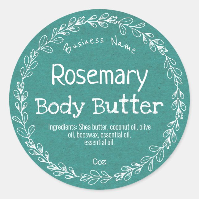 Etiketten für aquamarine Rosmarin-Badewanne und Kö Runder Aufkleber (Vorderseite)