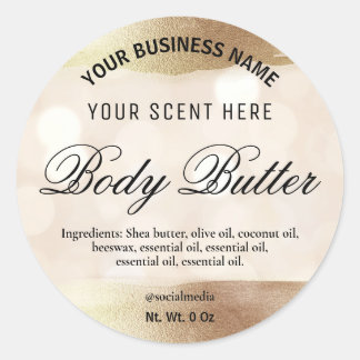 Etiketten für Body Butter Gold und Glitzern Runder Aufkleber