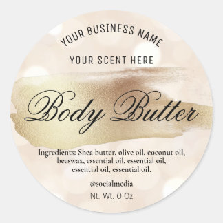 Etiketten für Body Butter Gold und Glitzern Runder Aufkleber