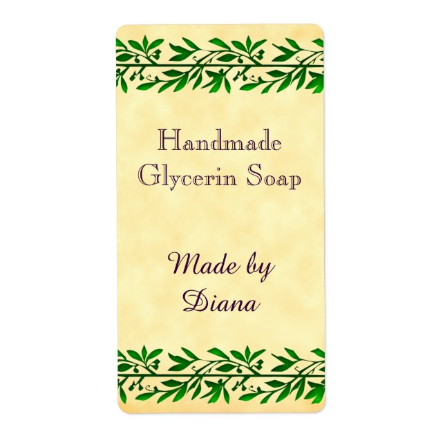 Etiketten für gezüchtete Olive Leaf Garland (Vorne)