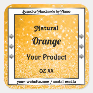 Etiketten für helle Orange-funkelnde Glitzer Quadratischer Aufkleber