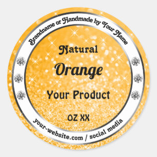 Etiketten für helle Orange-funkelnde Glitzer Runder Aufkleber
